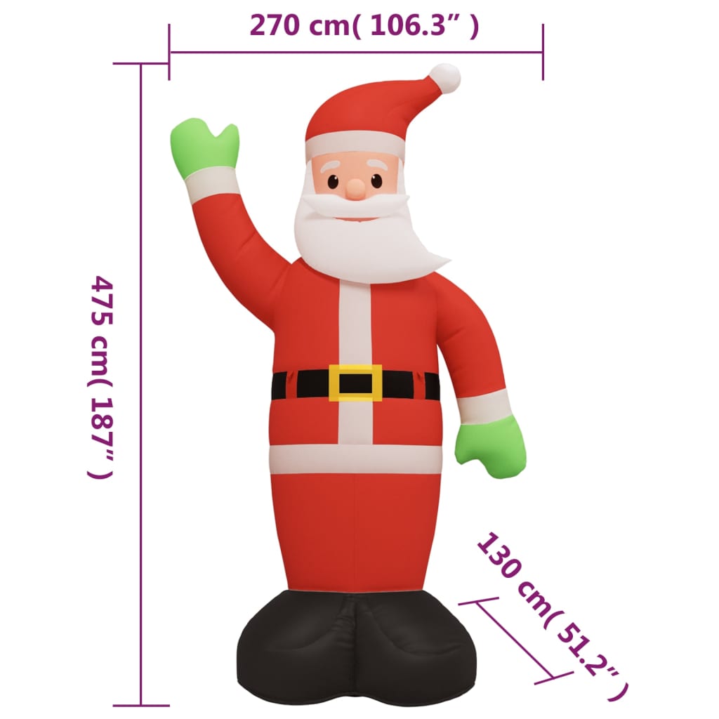 vidaXL Père Noël gonflable avec LED 475 cm