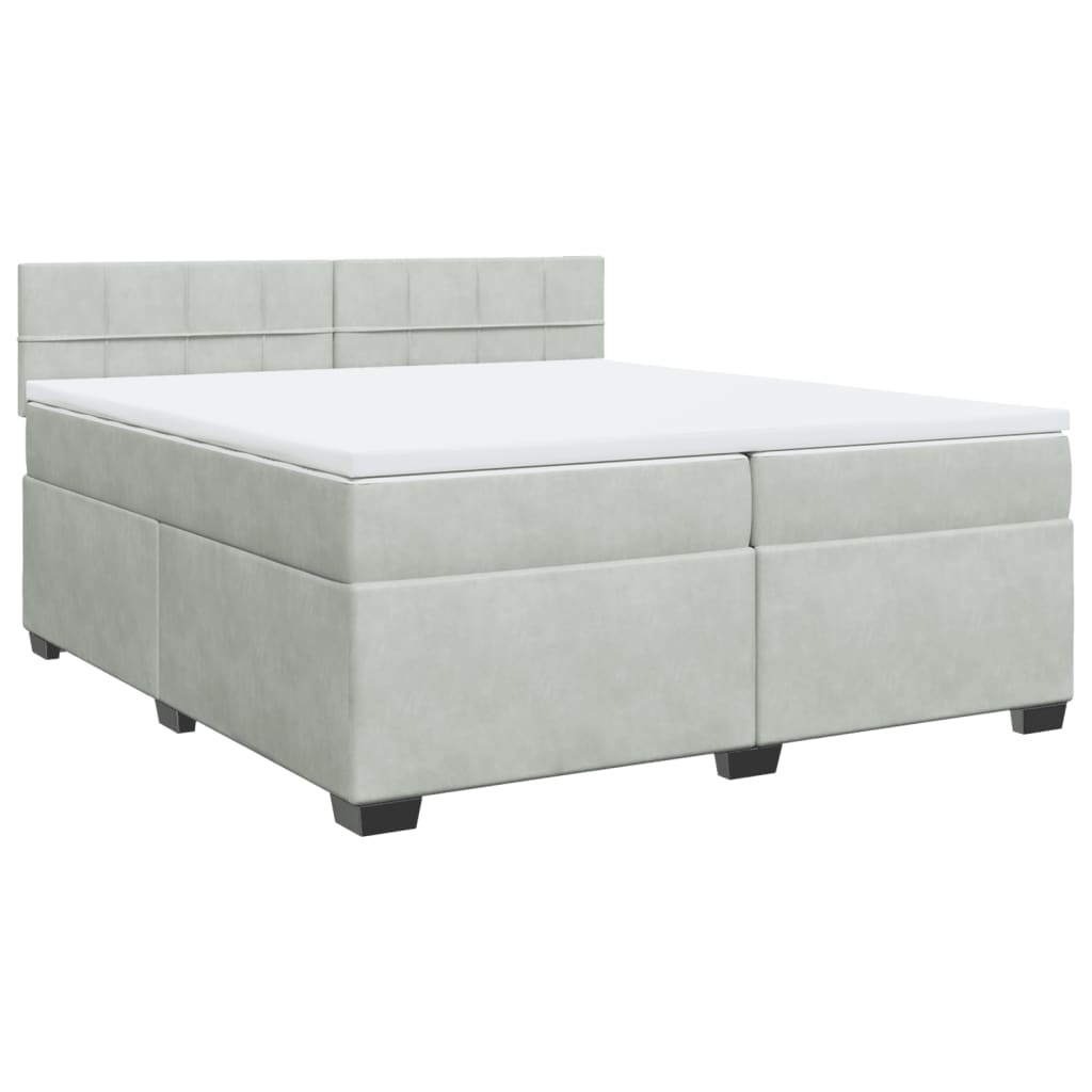 vidaXL Sommier à lattes de lit et matelas Gris clair 200x200cm Velours