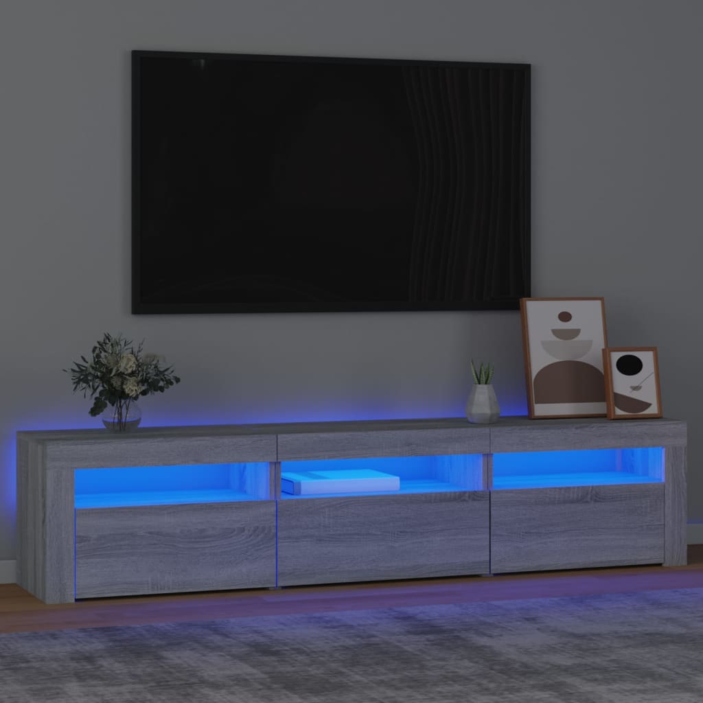 vidaXL Meuble TV avec lumières LED Sonoma gris 180x35x40 cm