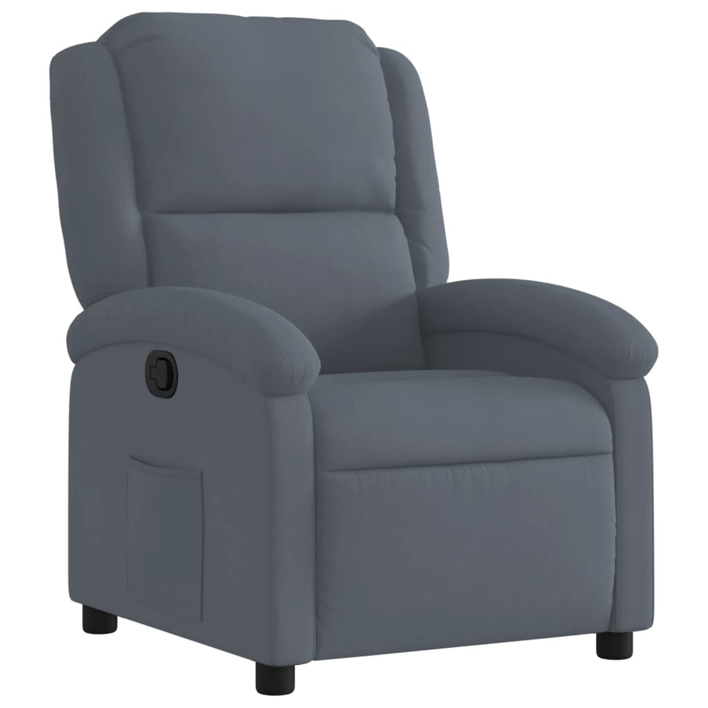 vidaXL Fauteuil inclinable Gris foncé Velours