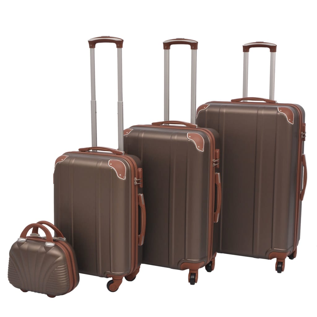 vidaXL Ensemble de valises à roulettes quatre pièces couleur café