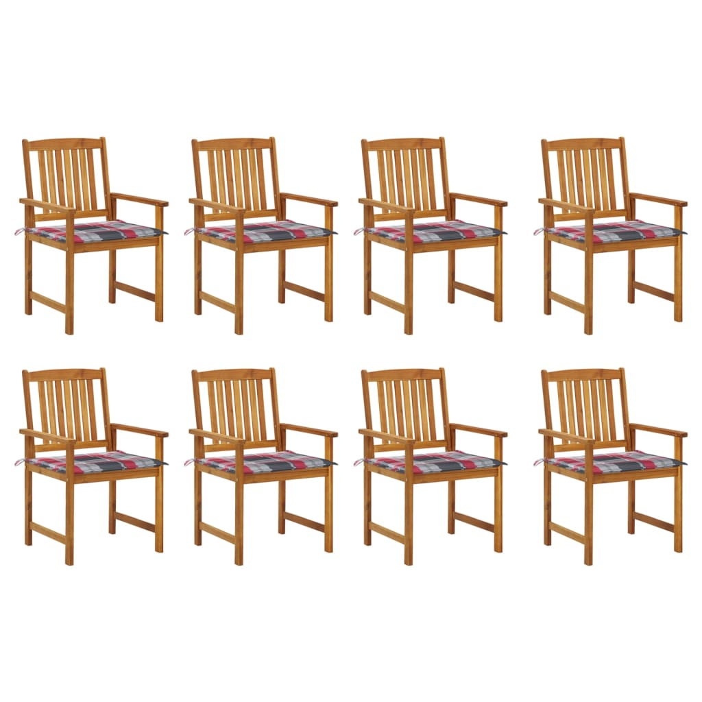 vidaXL Chaises de jardin avec coussins lot de 8 Bois d'acacia solide