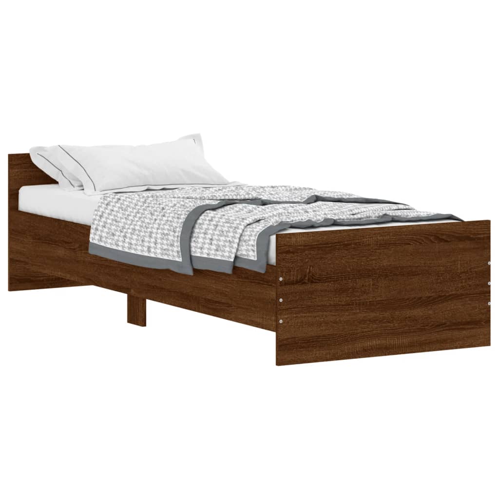 vidaXL Cadre de lit sans matelas chêne marron 75x190cm bois ingénierie