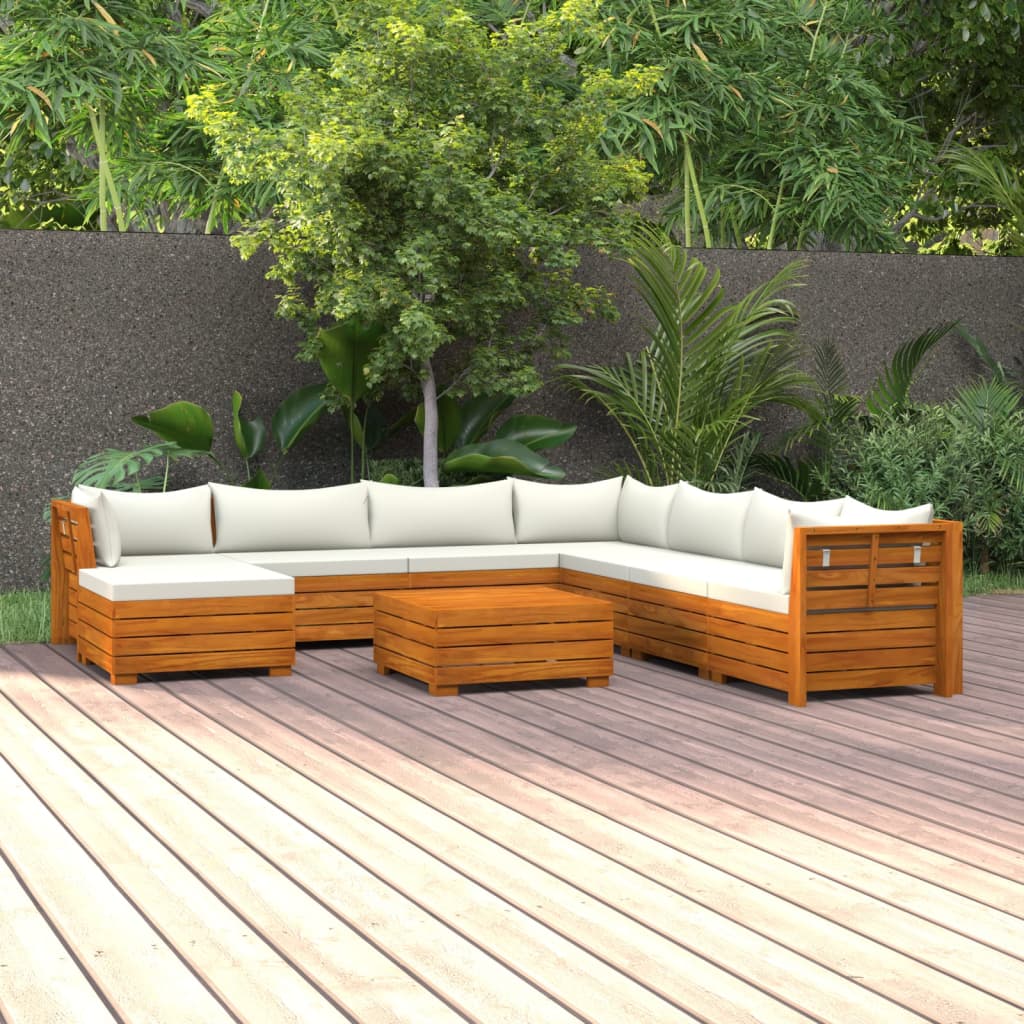 vidaXL Salon de jardin 9 pcs avec coussins bois d'acacia solide