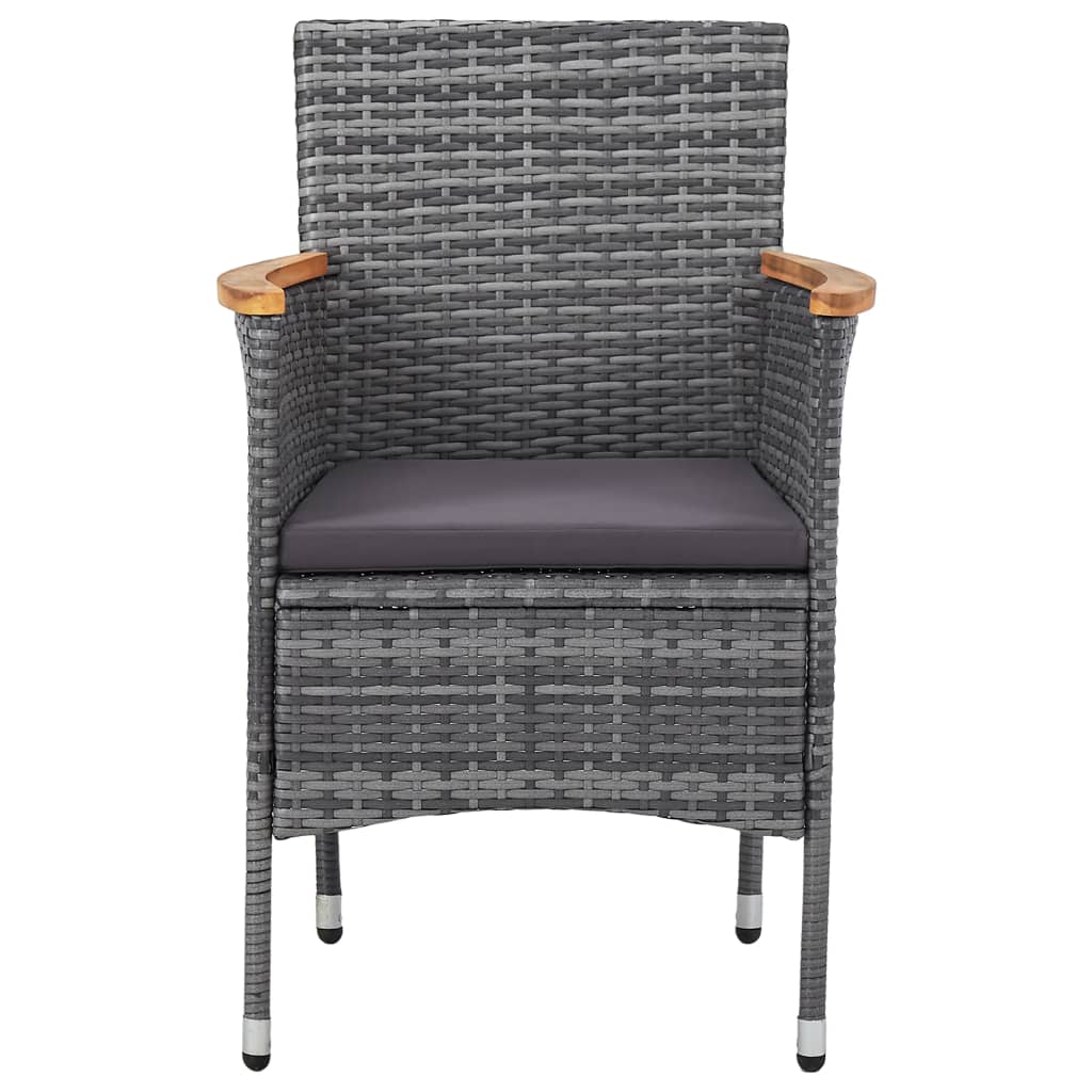 vidaXL Mobilier à dîner de jardin 3 pcs Résine tressée Gris