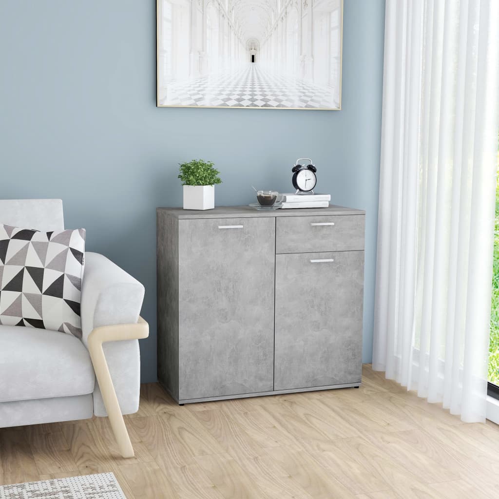 vidaXL Buffet gris béton 80x36x75 cm bois d'ingénierie