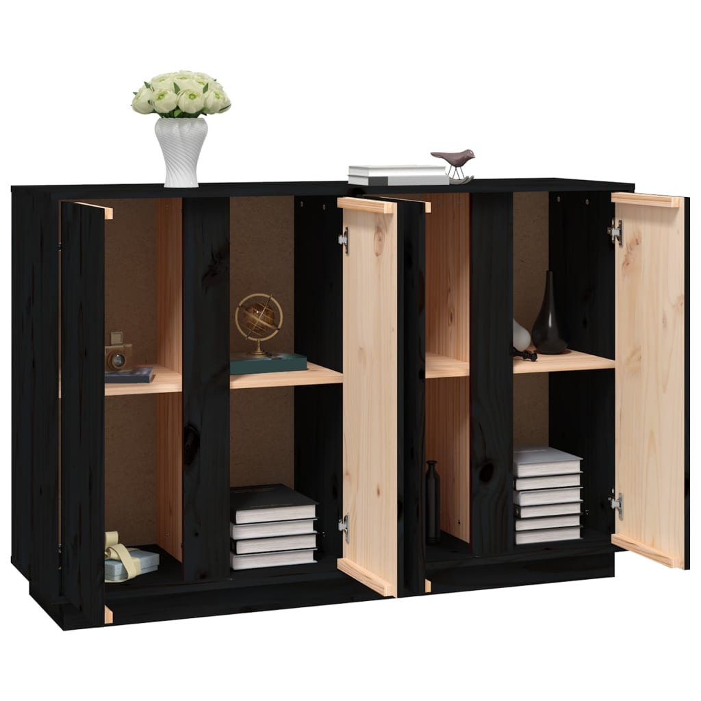 vidaXL Buffet Noir 120x35x80 cm Bois massif de pin