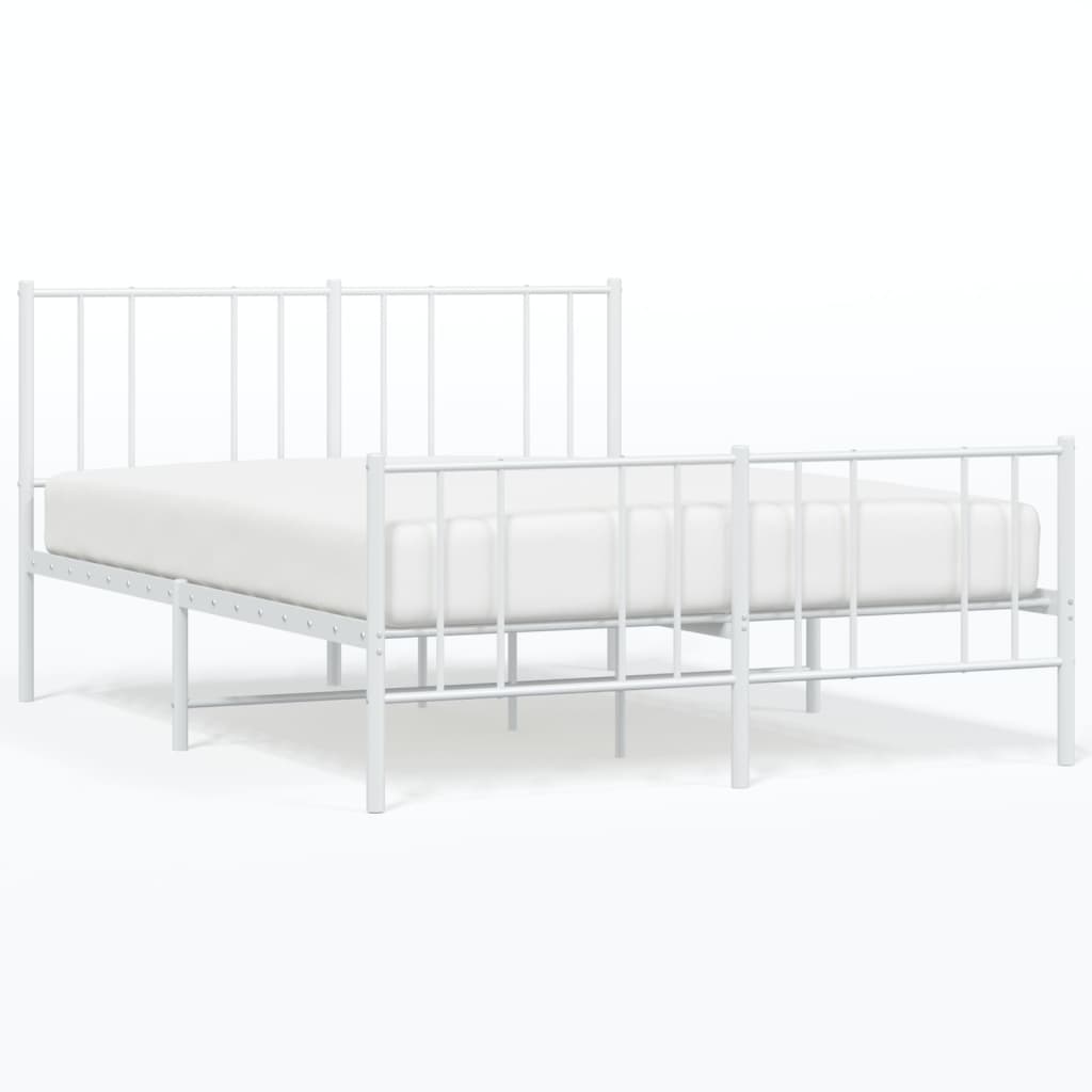 vidaXL Cadre de lit métal sans matelas et pied de lit blanc 160x200 cm