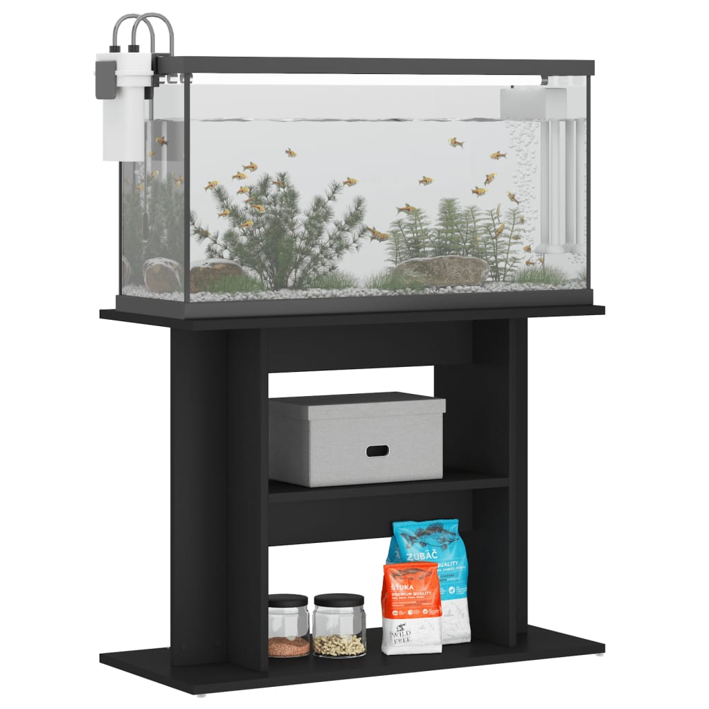 vidaXL Support pour aquarium noir 80x35x60 cm bois d'ingénierie