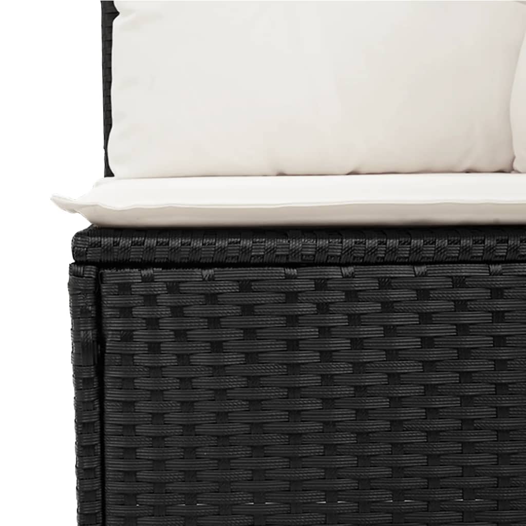 vidaXL Salon de jardin 6 pcs avec coussins noir résine tressée