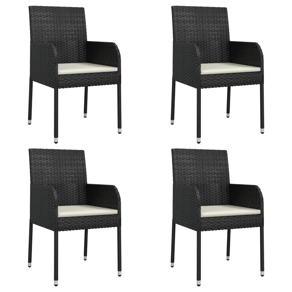 vidaXL Ensemble à manger de jardin coussins 5pcs Noir Résine tressée