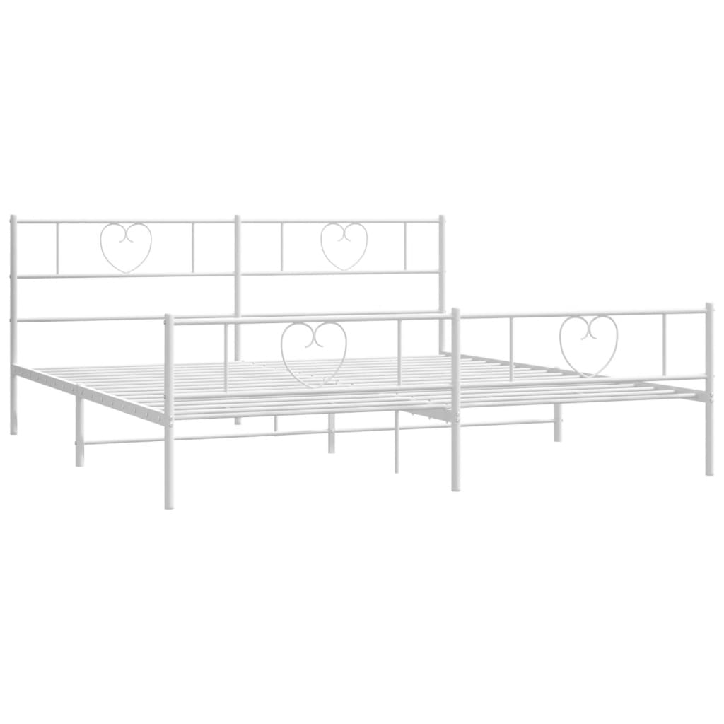 vidaXL Cadre de lit métal sans matelas et pied de lit blanc 193x203 cm