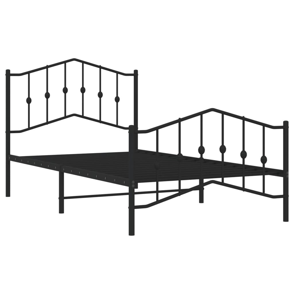 vidaXL Cadre de lit métal sans matelas avec pied de lit noir 100x190cm