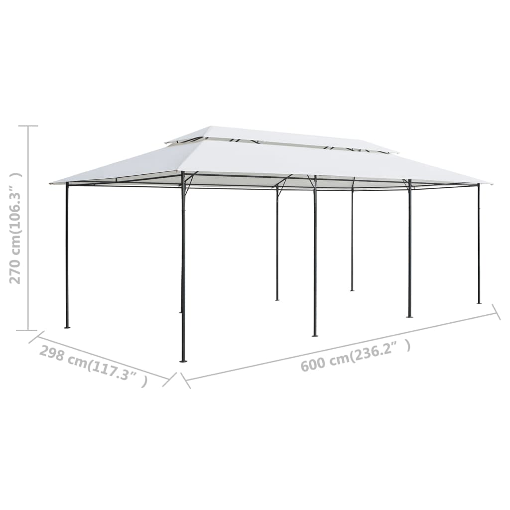 vidaXL Belvédère avec rideaux 600x298x270 cm Blanc 180 g/m²