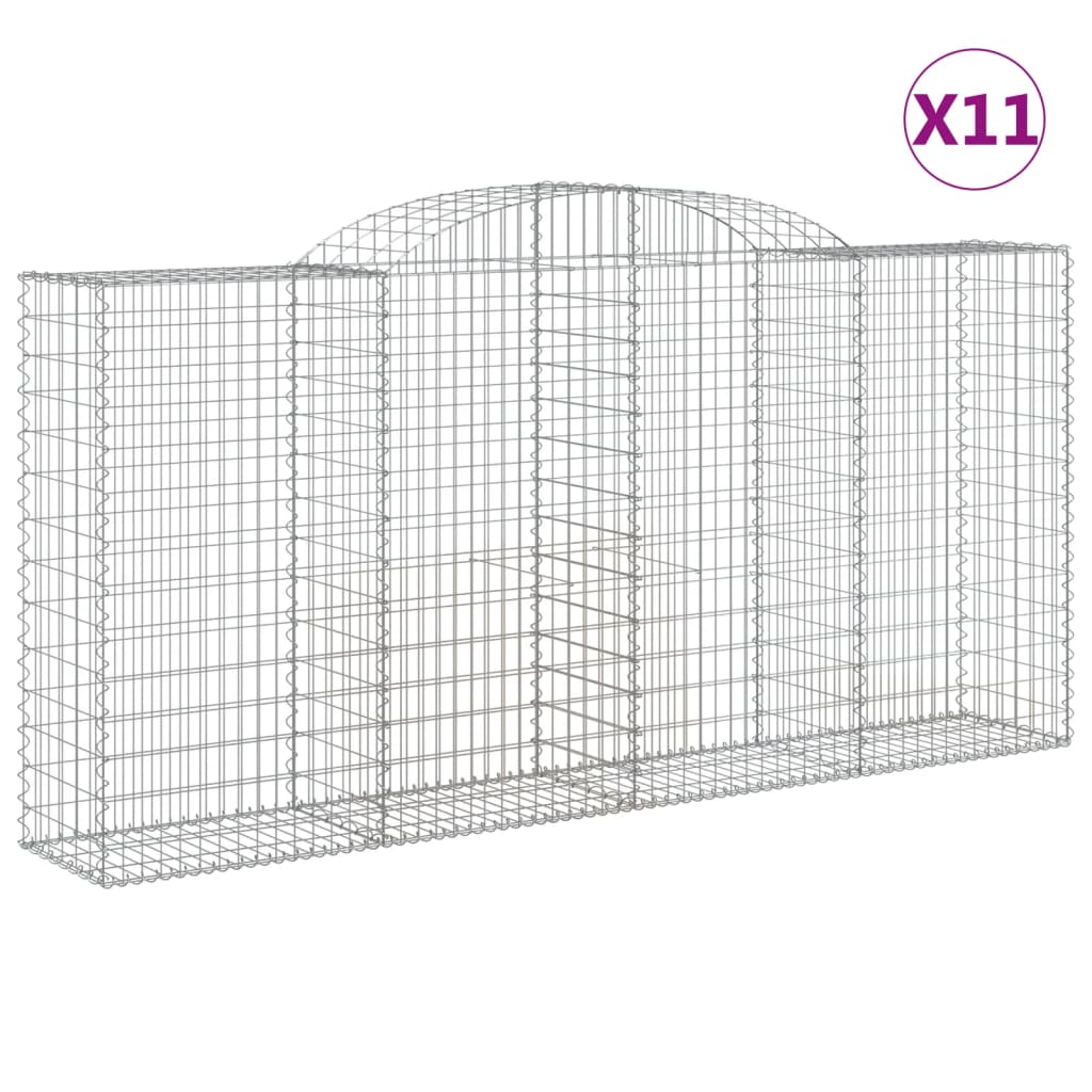 vidaXL Paniers à gabions arqués 11 pcs 300x50x140/160 cm fer galvanisé