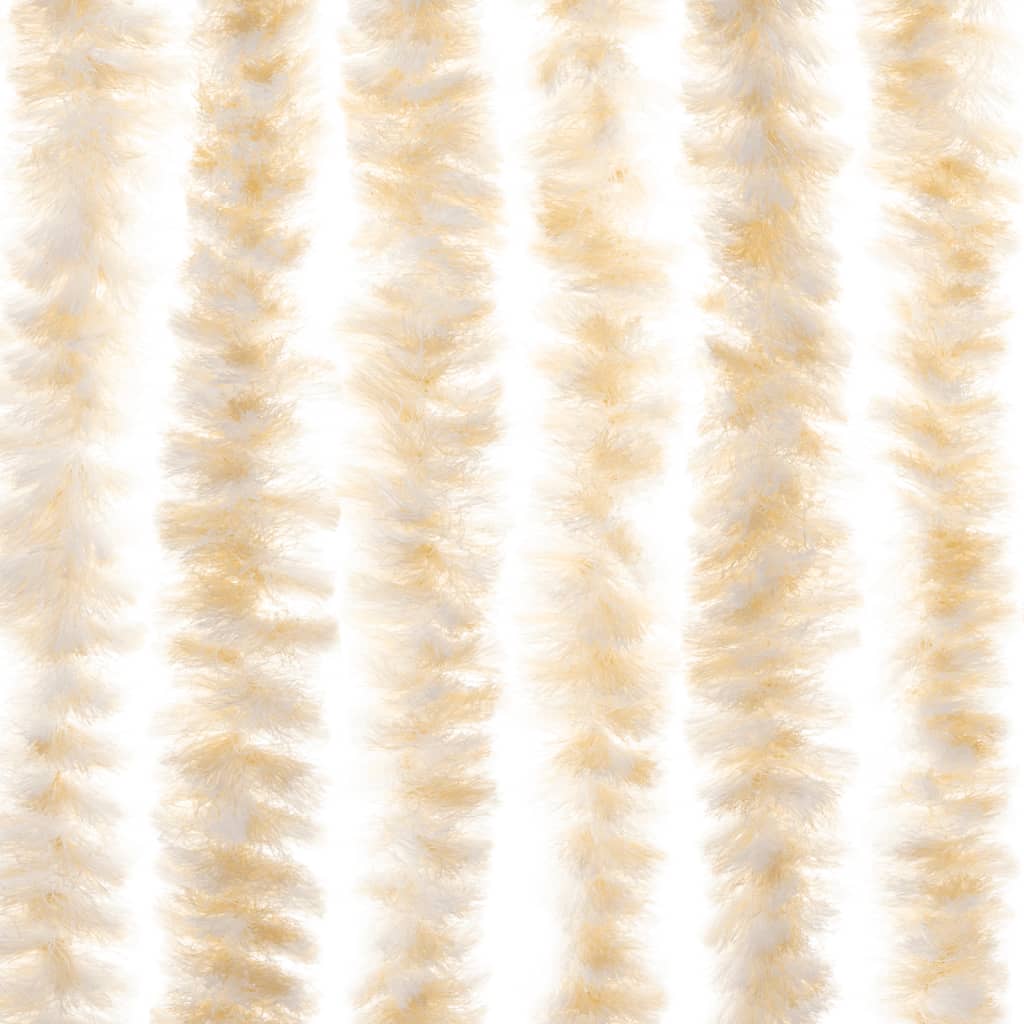 vidaXL Rideau anti-mouches beige et blanc 100x200 cm chenille