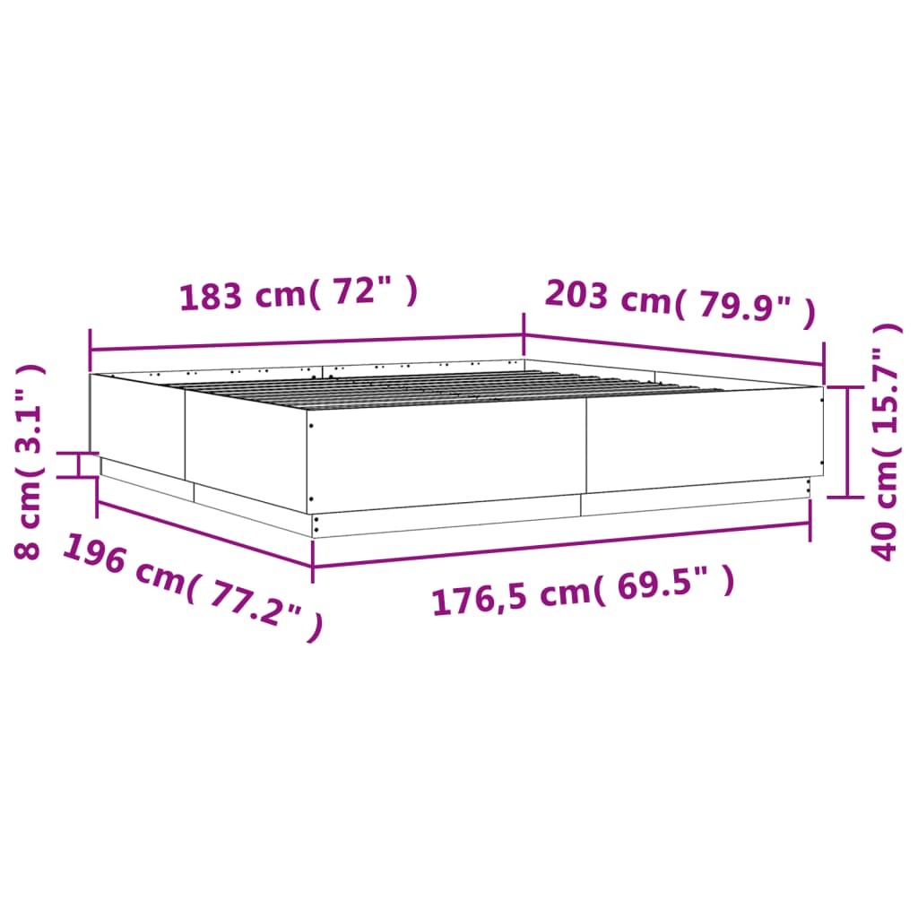 vidaXL Cadre de lit sans matelas chêne sonoma 180x200 cm