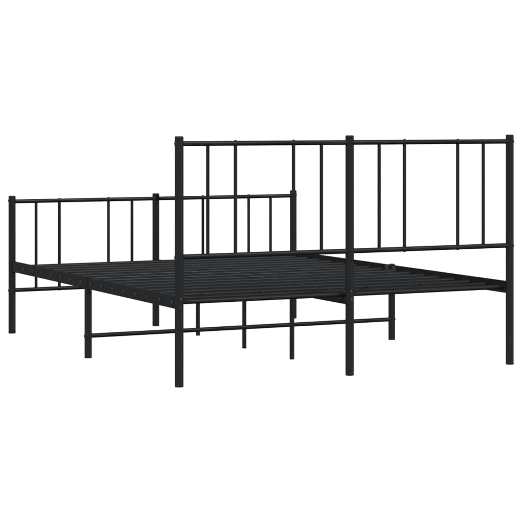 vidaXL Cadre de lit métal sans matelas avec pied de lit noir 135x190cm