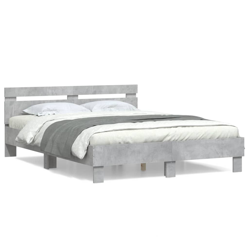 vidaXL Cadre de lit sans matelas gris béton 140x190 cm