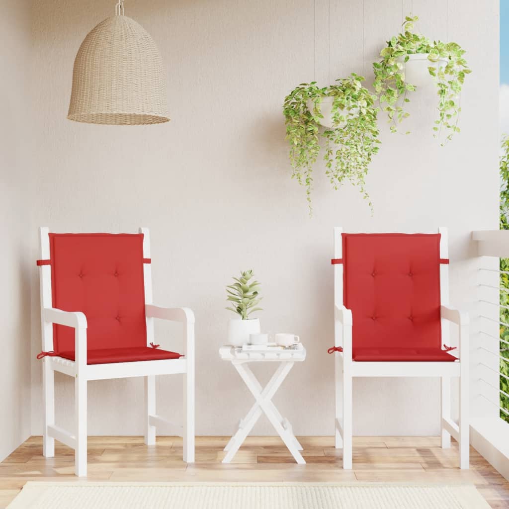 vidaXL Coussins de chaise de jardin à dossier bas lot de 2 rouge