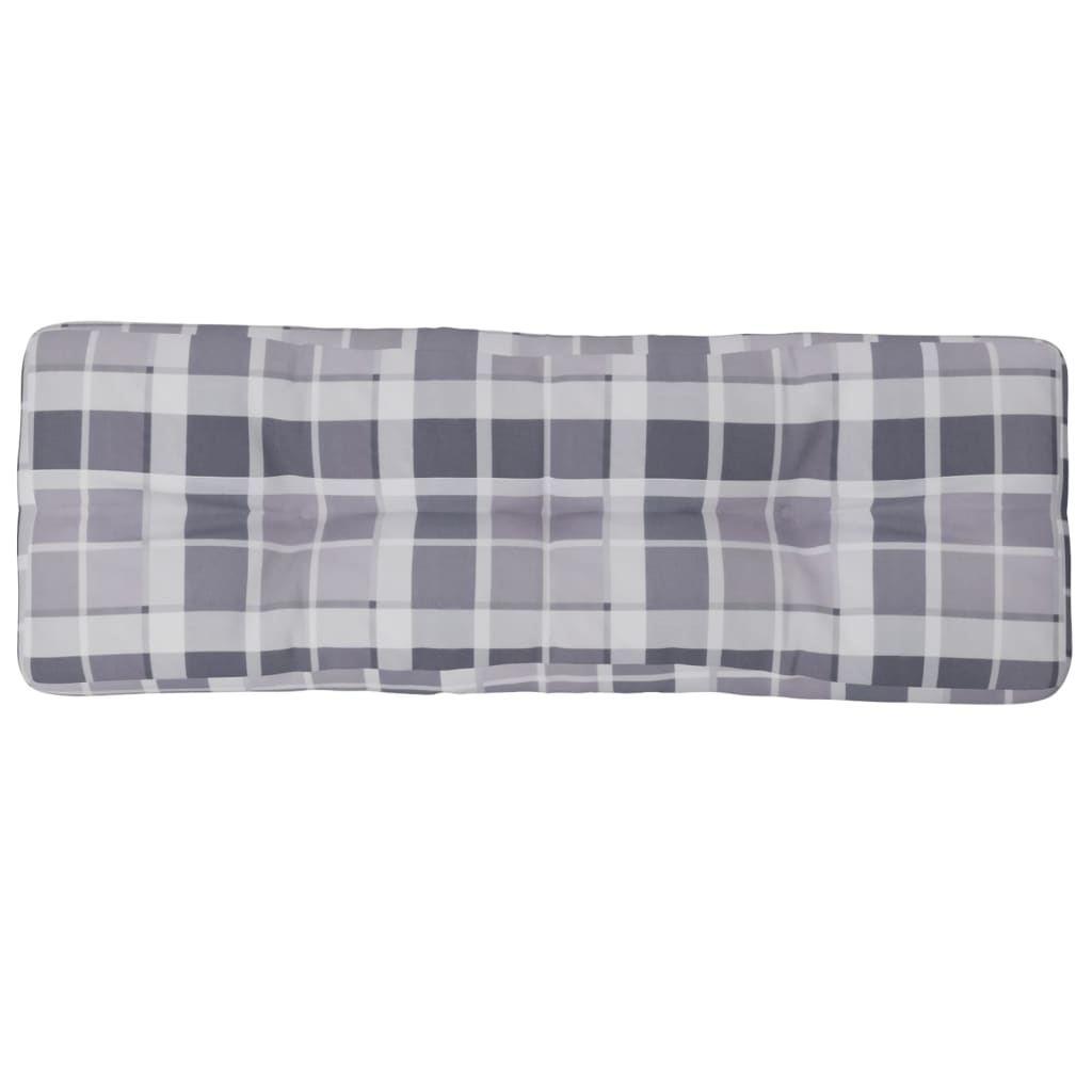 vidaXL Coussin de palette motif à carreaux gris 120x40x12 cm tissu