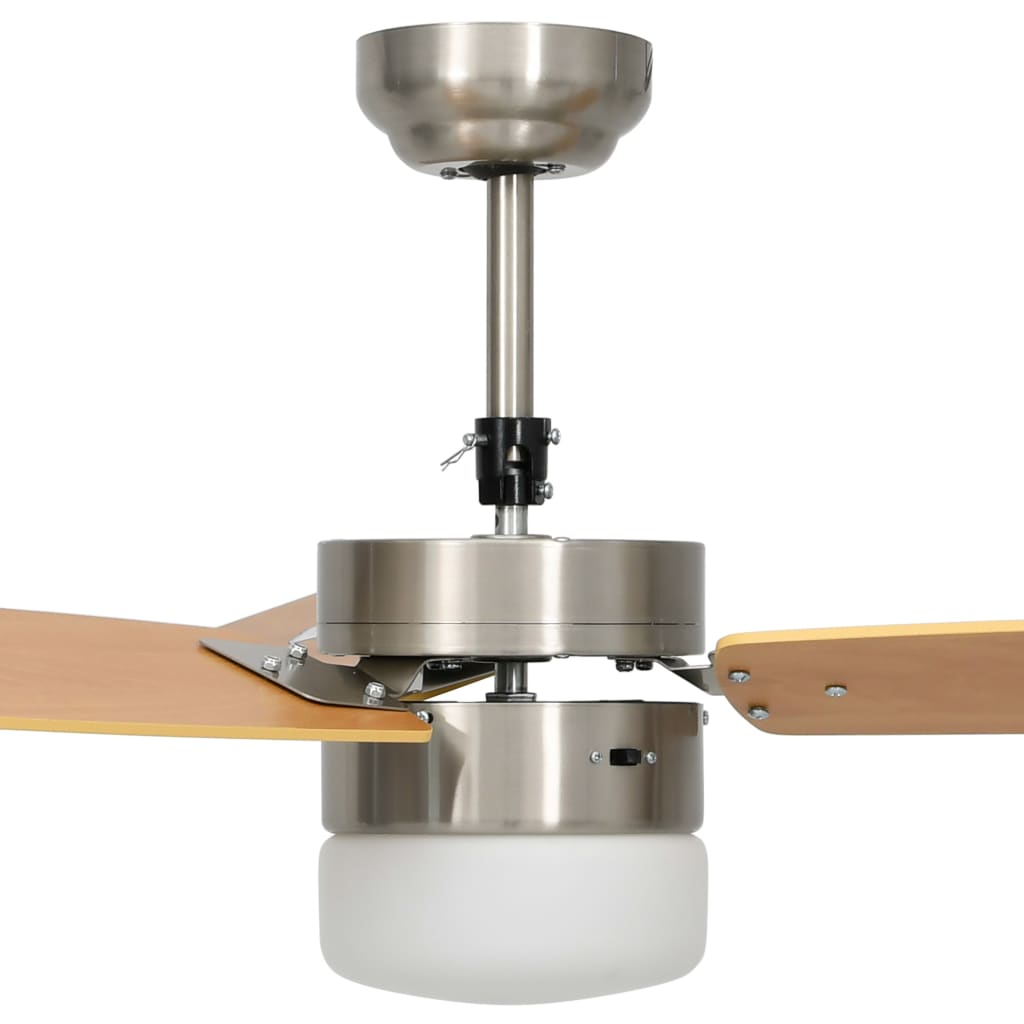 vidaXL Ventilateur de plafond lampe et télécommande 108cm Marron clair