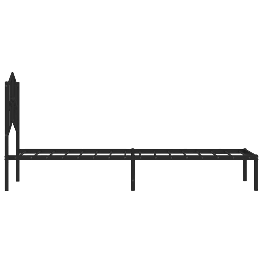 vidaXL Cadre de lit métal sans matelas avec tête de lit noir 100x190cm