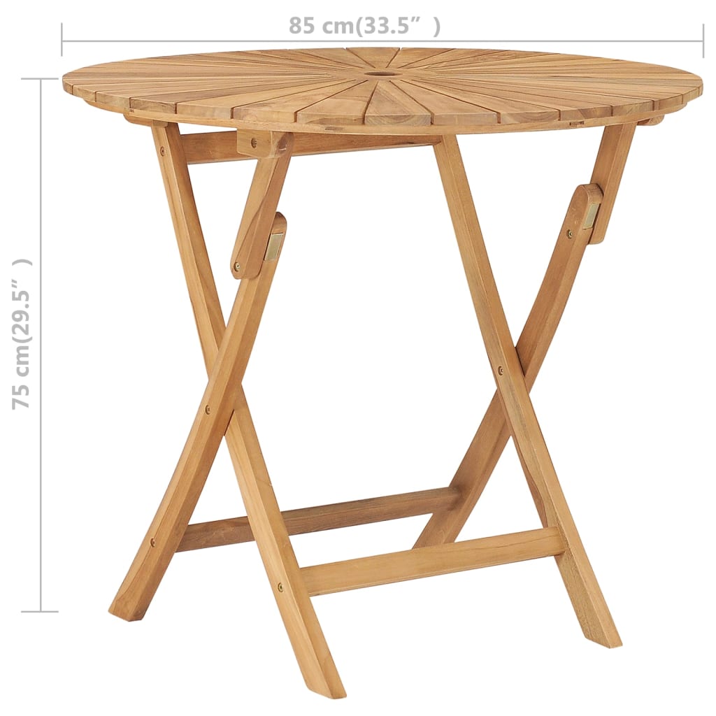 vidaXL Table pliable de jardin Ø 85 cm Bois de teck solide