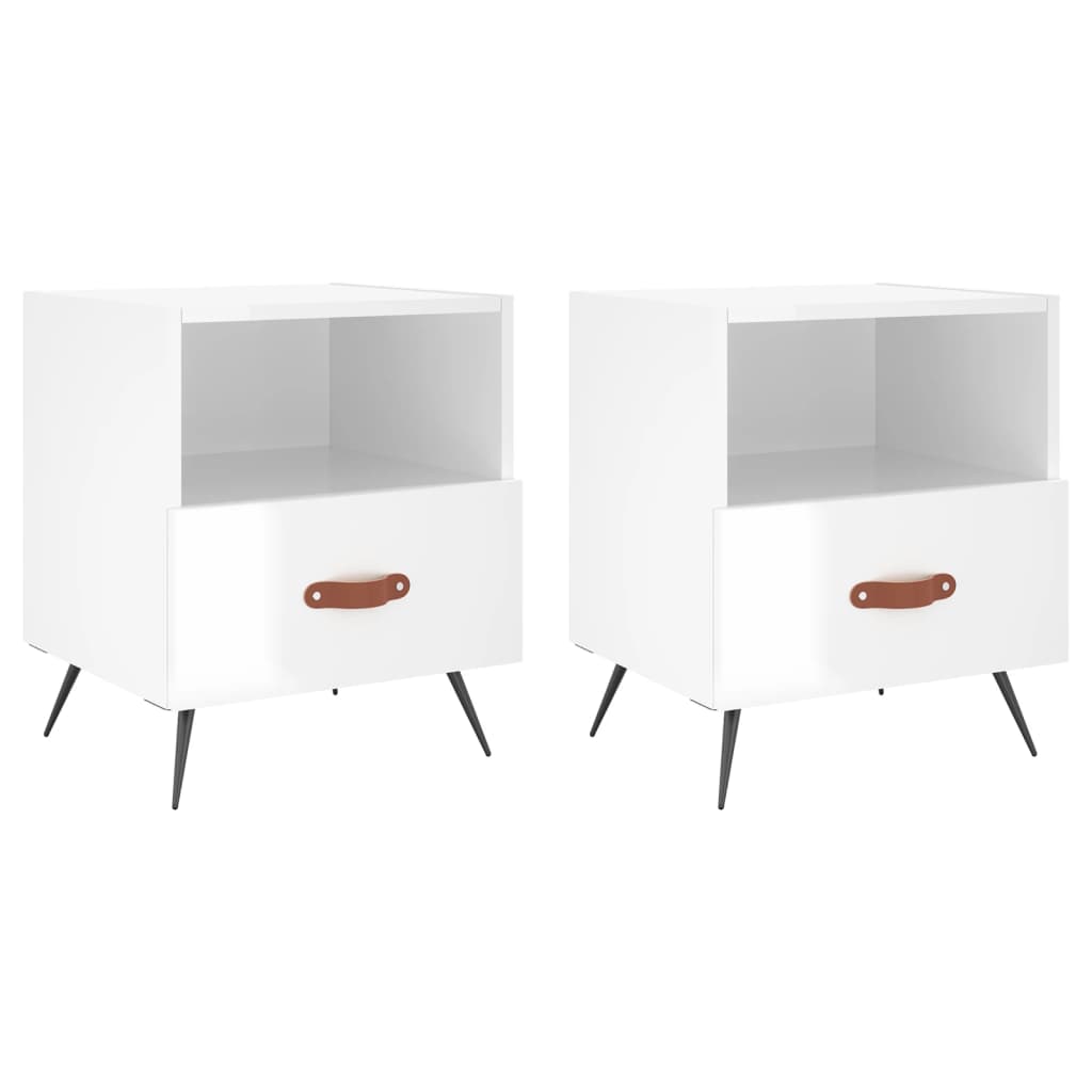 vidaXL Tables de chevet 2 pcs blanc brillant 40x35x47,5 cm