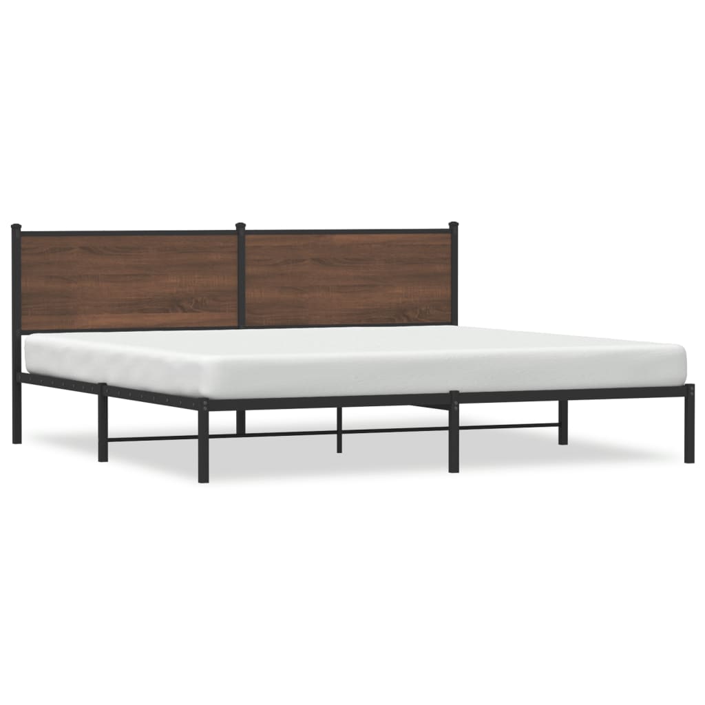 vidaXL Cadre de lit en métal sans matelas chêne marron 193x203 cm