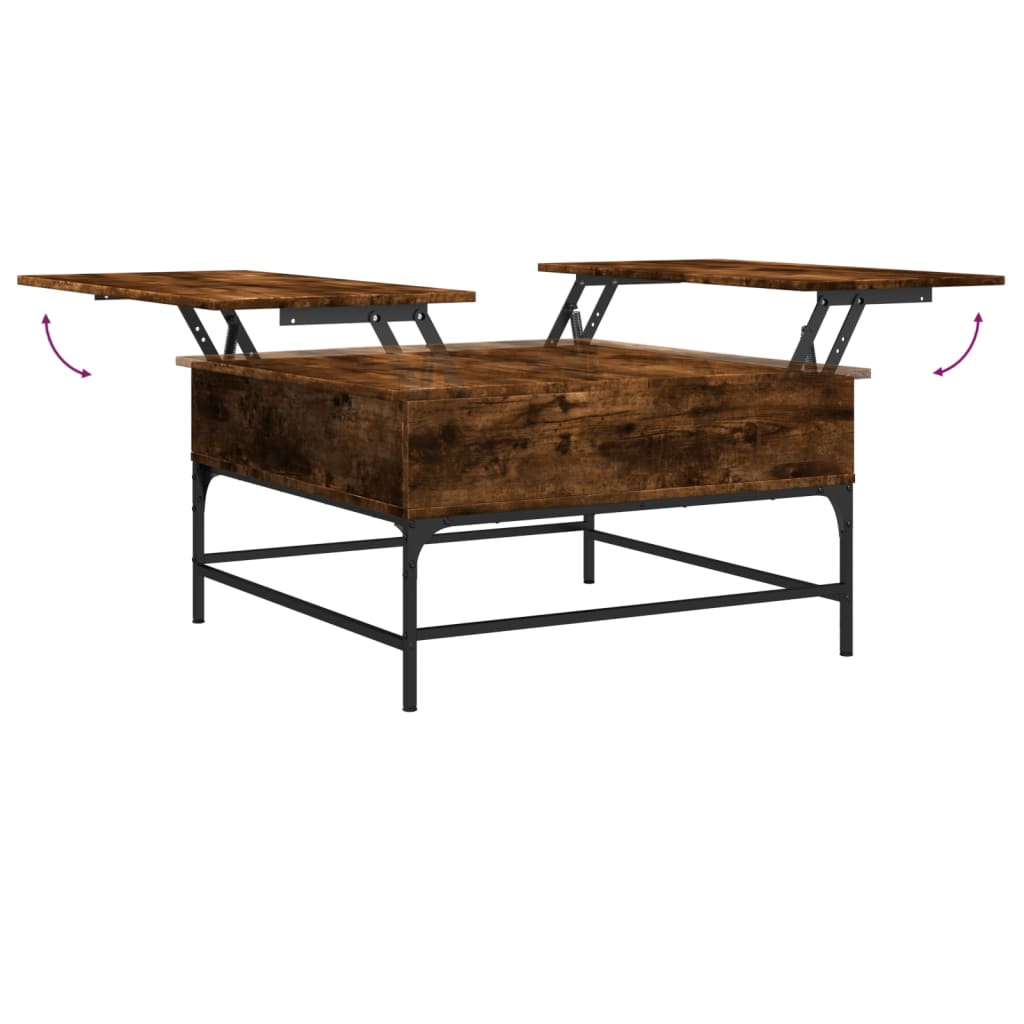 vidaXL Table basse chêne fumé 80x80x45 cm bois d'ingénierie et métal