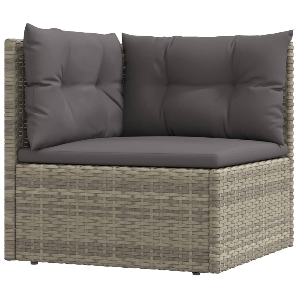 vidaXL Salon de jardin 4 pcs avec coussins Gris Résine tressée