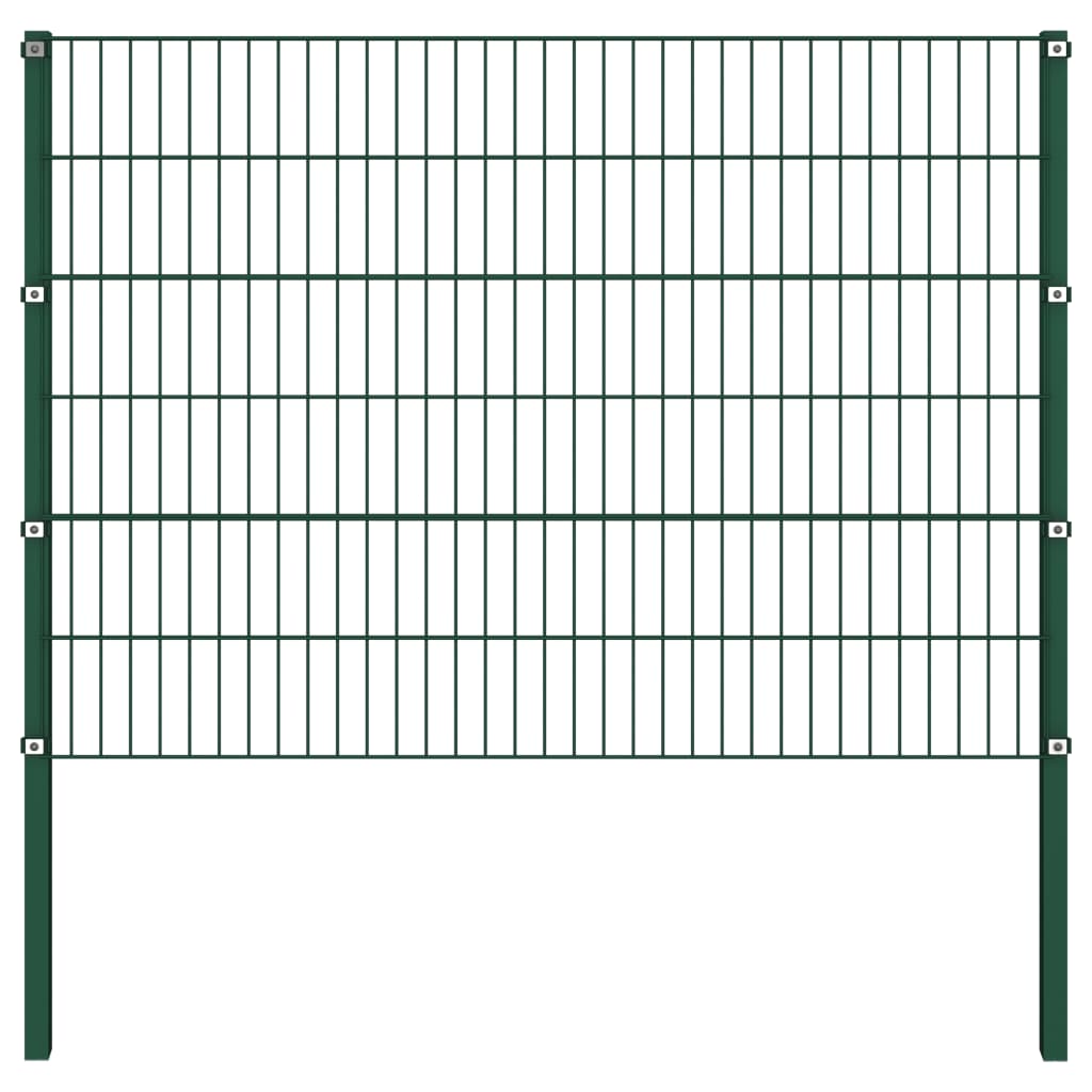 vidaXL Panneau de clôture avec poteaux Fer 1,7 x 1,2 m Vert