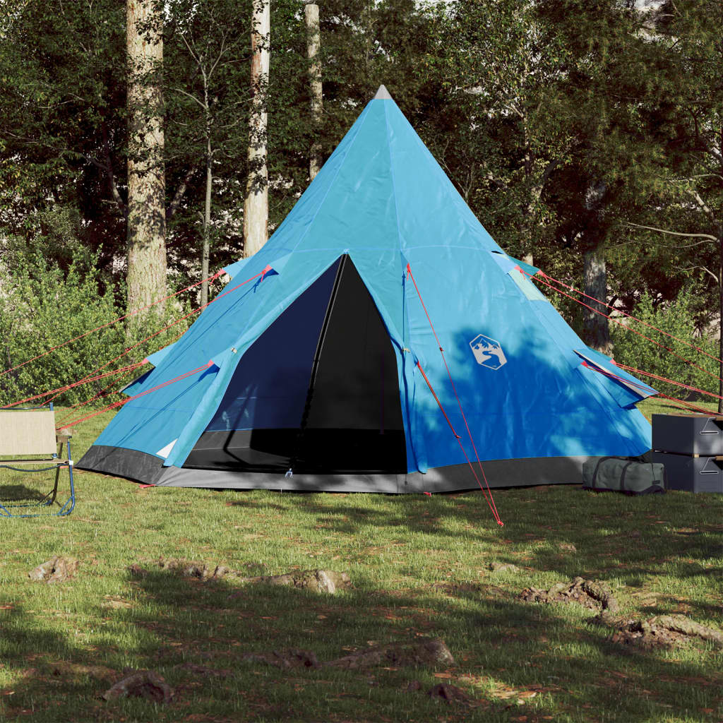 vidaXL Tente de camping tipi 4 personnes bleu imperméable