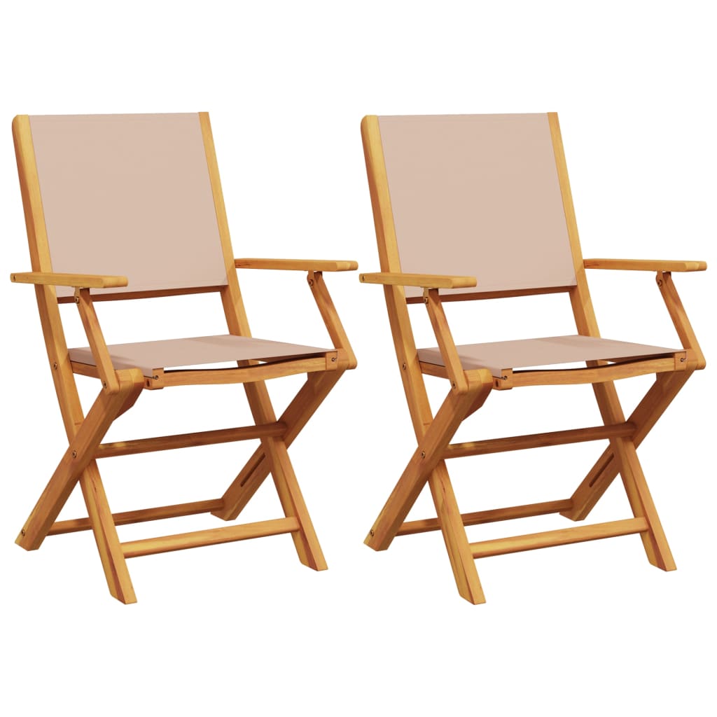 vidaXL Chaises de jardin lot de 2 taupe bois d'acacia massif et tissu