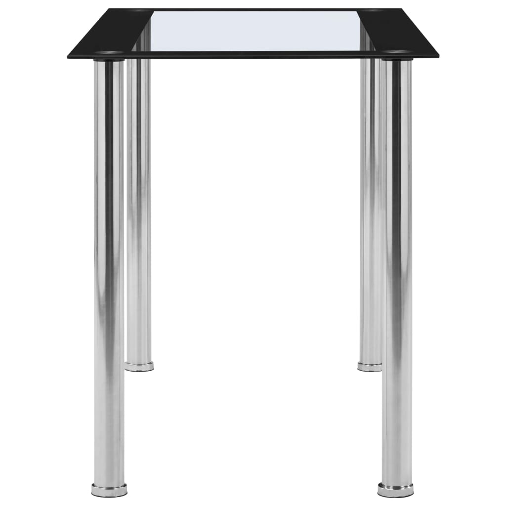 vidaXL Table à dîner Noir et transparent 120x60x75 cm Verre trempé