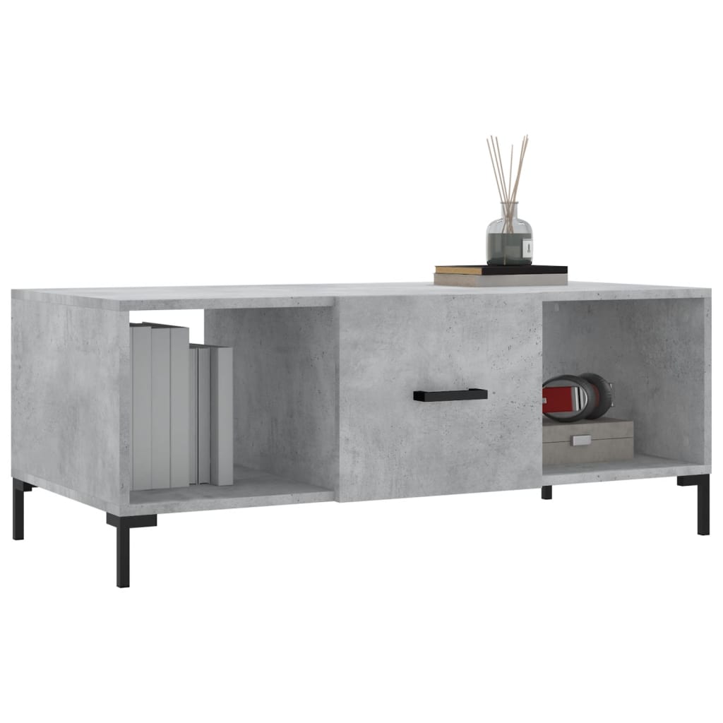 vidaXL Table basse gris béton 102x50x40 cm bois d'ingénierie