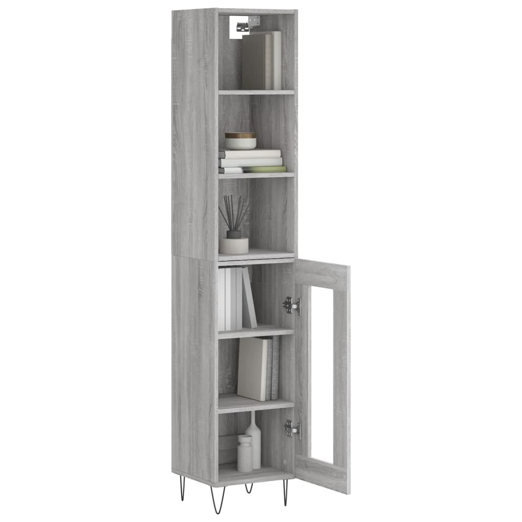 vidaXL Buffet haut Sonoma gris 34,5x34x180 cm Bois d'ingénierie