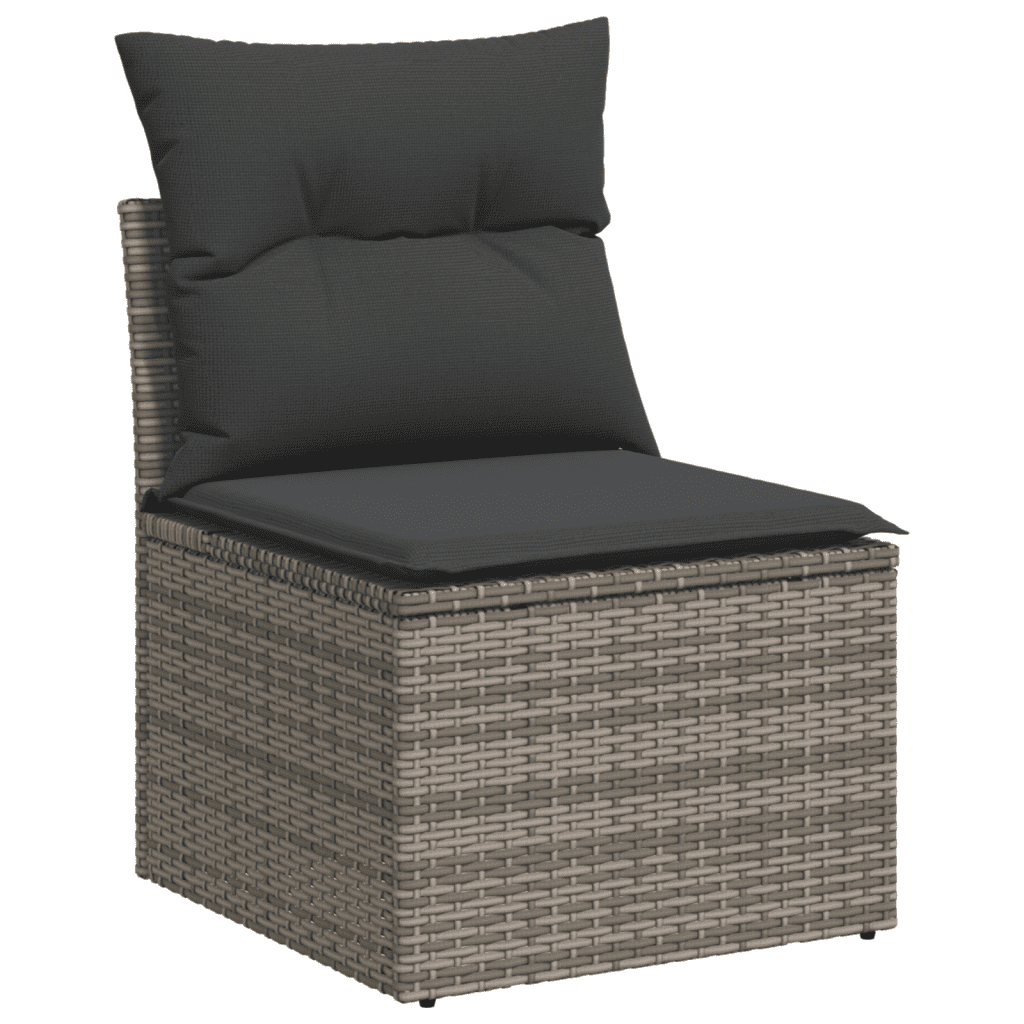 vidaXL Salon de jardin avec coussins 12 pcs gris résine tressée