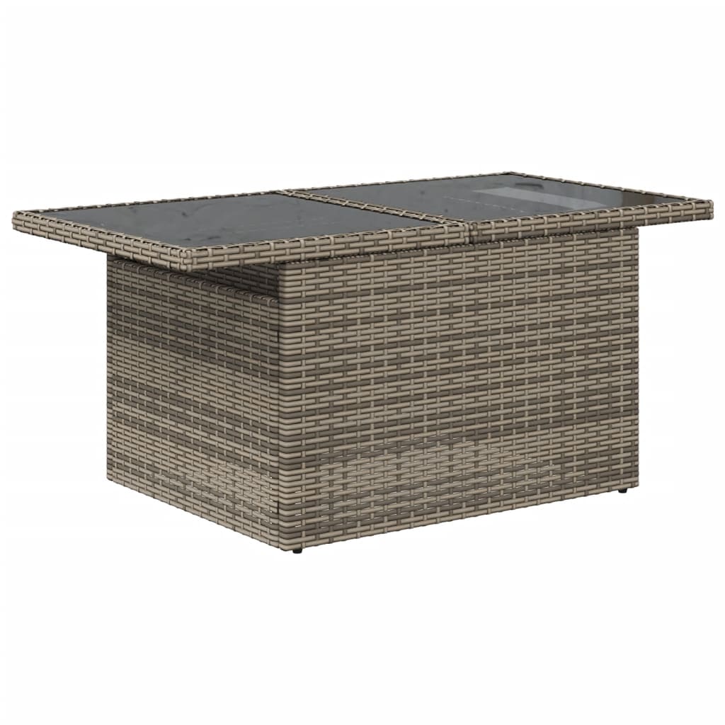 vidaXL Table de jardin dessus en verre gris 100x55x73cm résine tressée