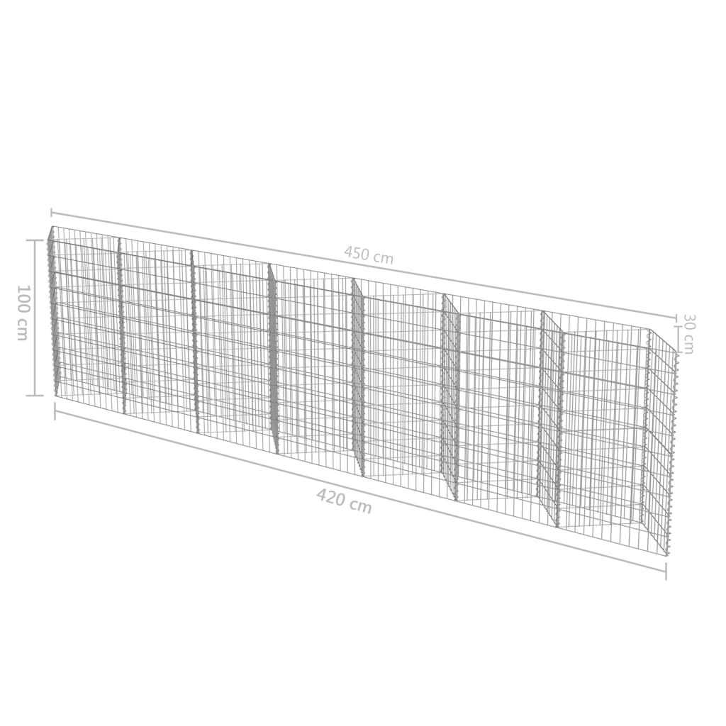 vidaXL Mur de gabion Acier galvanisé 450 x 30 x 100 cm