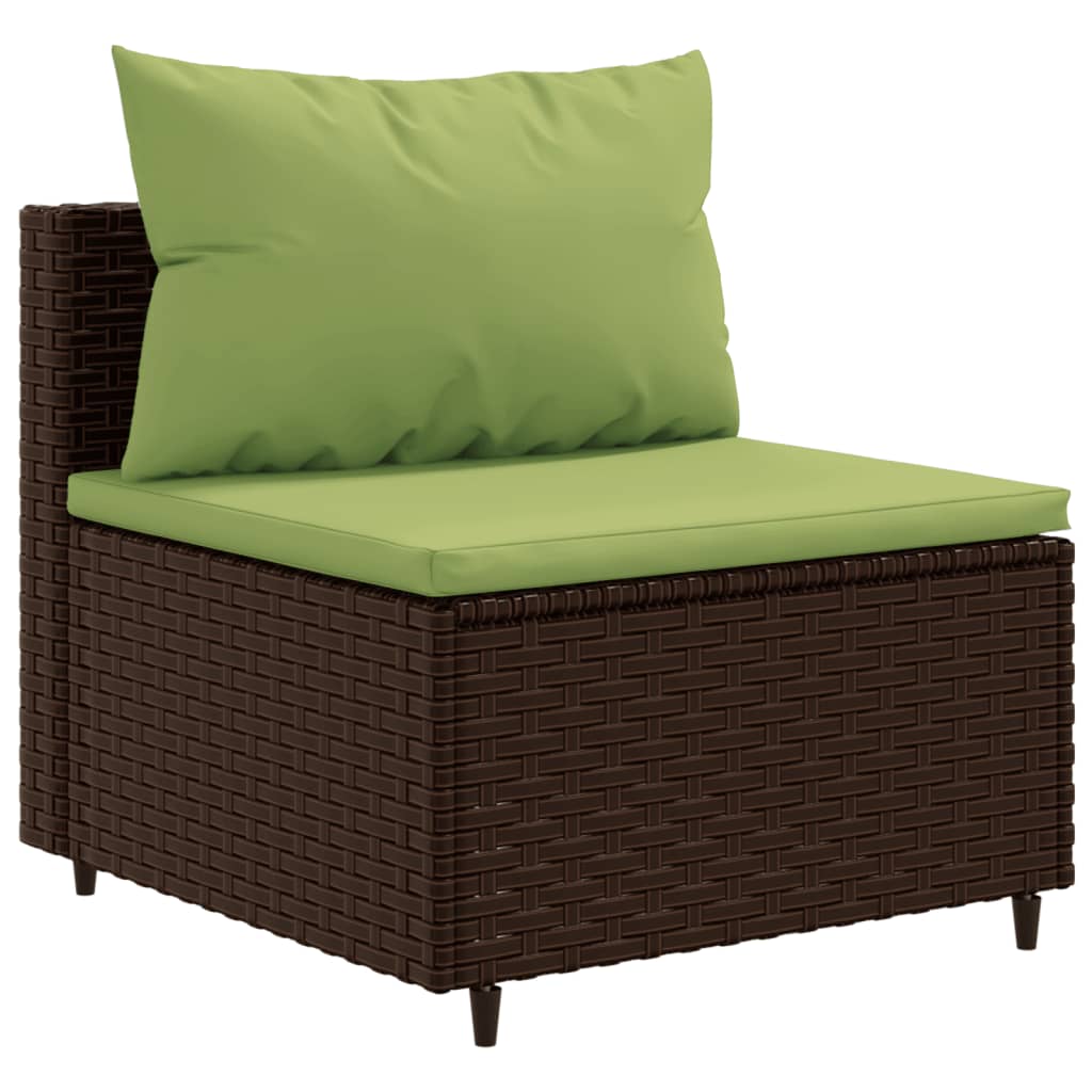 vidaXL Salon de jardin 5 pcs avec coussins Marron Résine tressée