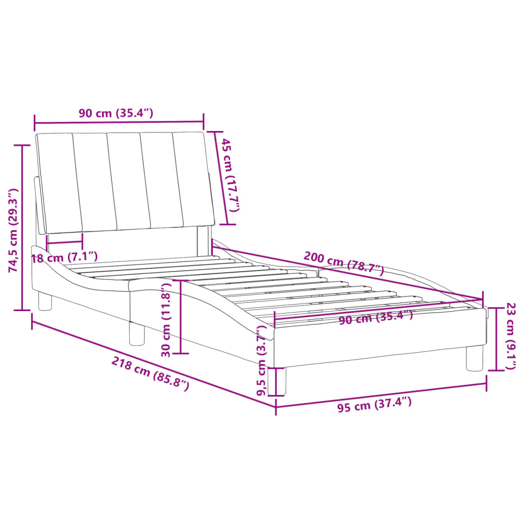 vidaXL Cadre de lit sans matelas noir 90x200 cm velours