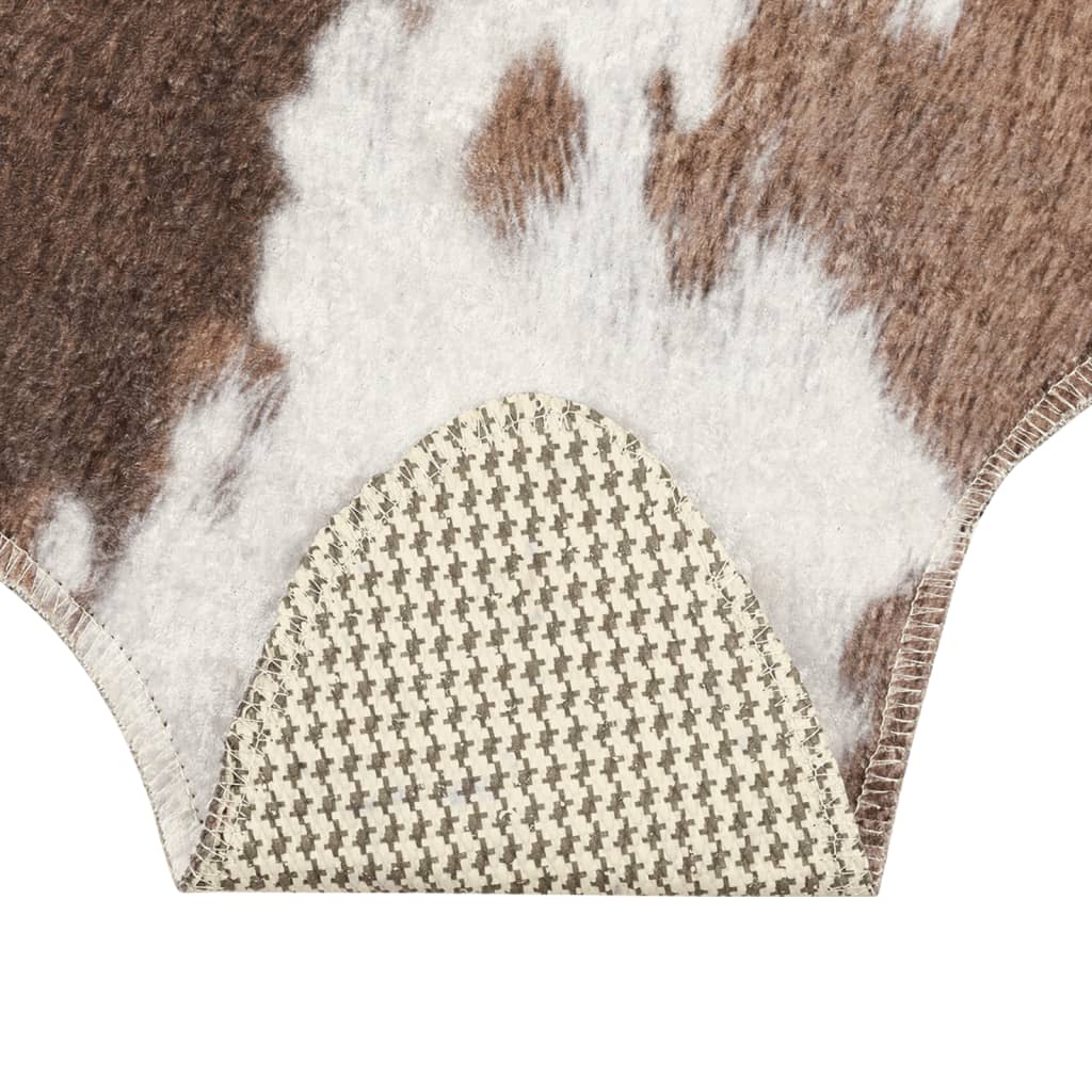 vidaXL Tapis marron et blanc motif vache lavable antidérapant