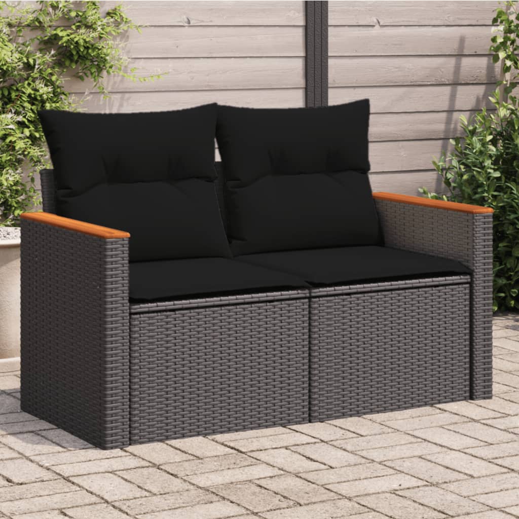 vidaXL Canapé de jardin 2 places avec coussins gris résine tressée