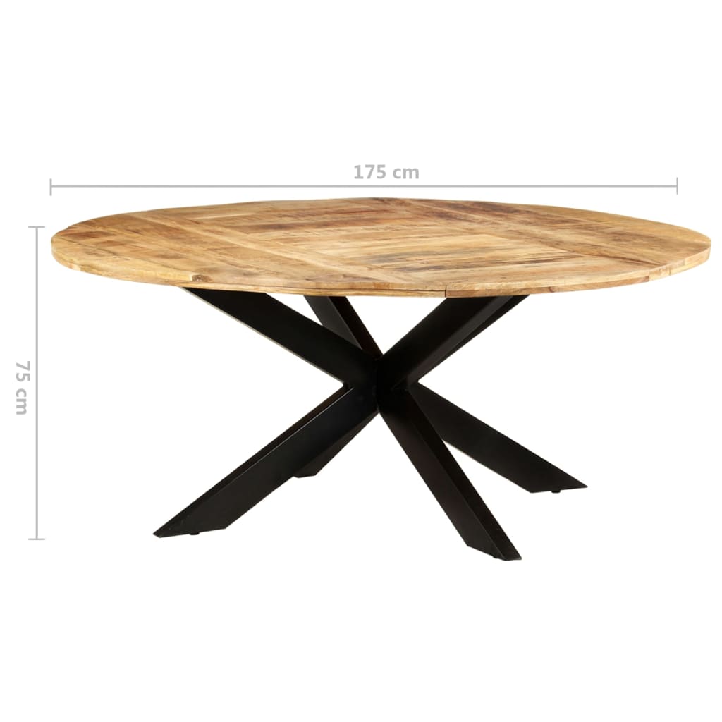 vidaXL Table de salle à manger ronde 175x75 cm Bois de manguier brut