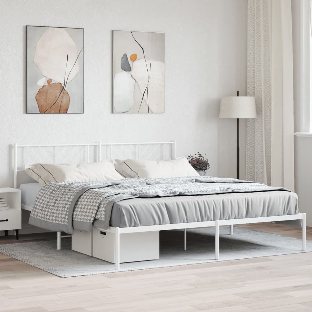 vidaXL Cadre de lit métal sans matelas et tête de lit blanc 200x200 cm