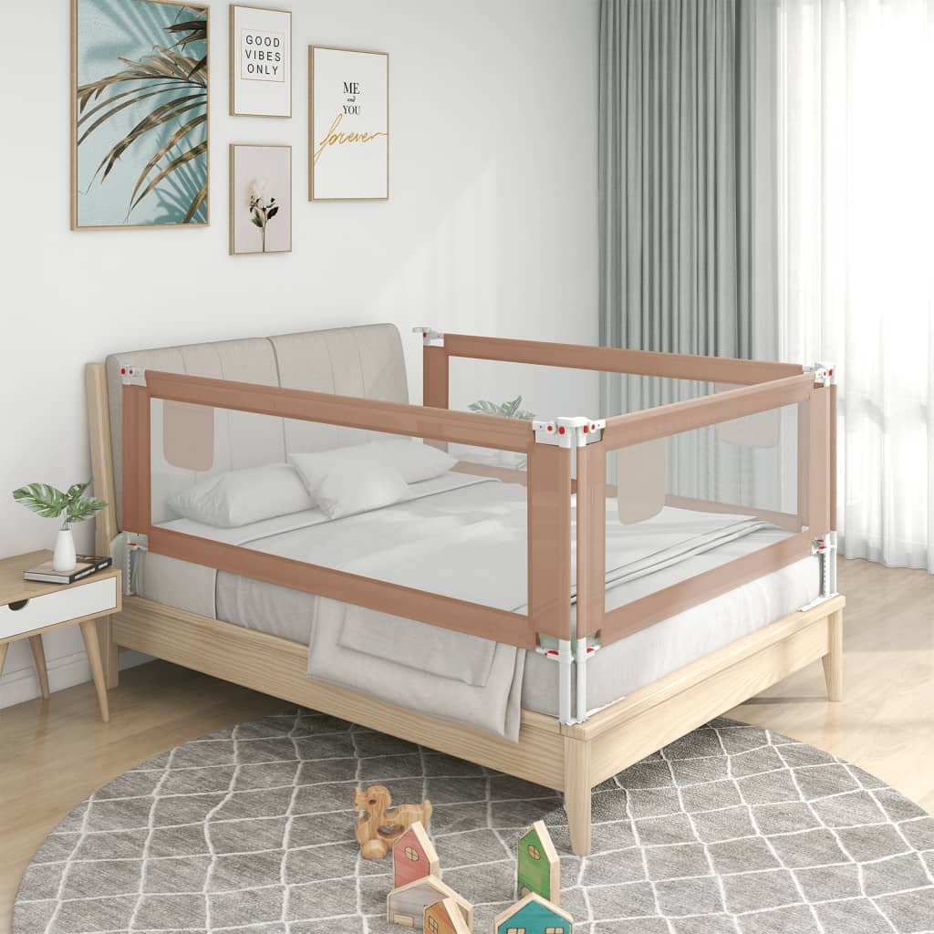 vidaXL Barrière de sécurité de lit d'enfant Taupe 190x25 cm Tissu