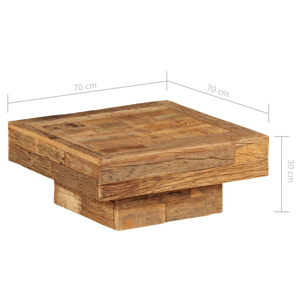 vidaXL Table basse Bois de récupération massif 70 x 70 x 30 cm