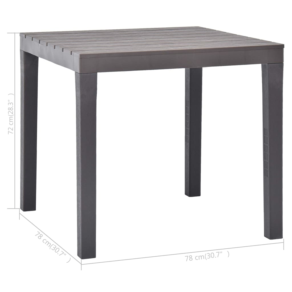 vidaXL Table de jardin Moka 78x78x72 cm Plastique